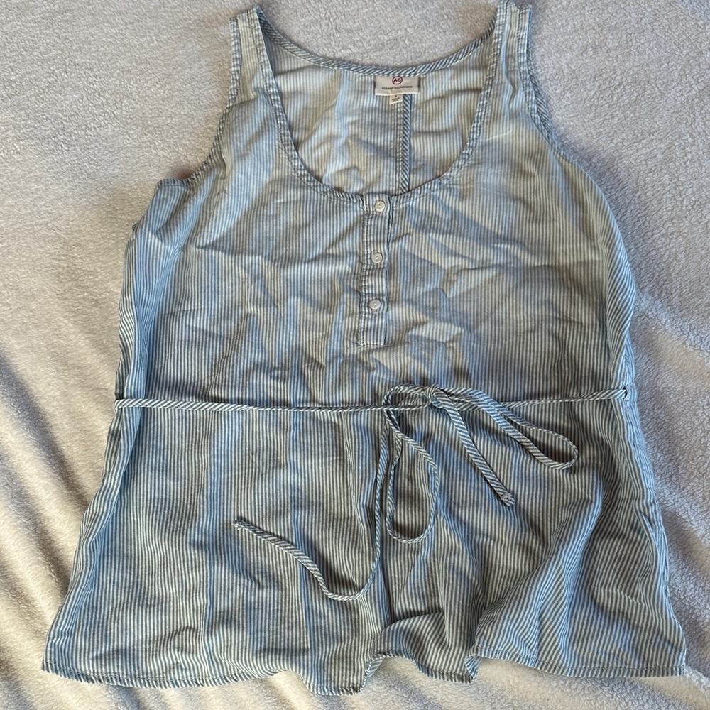 AG Adriano Goldschmied Light Blue Pinstripe Tank